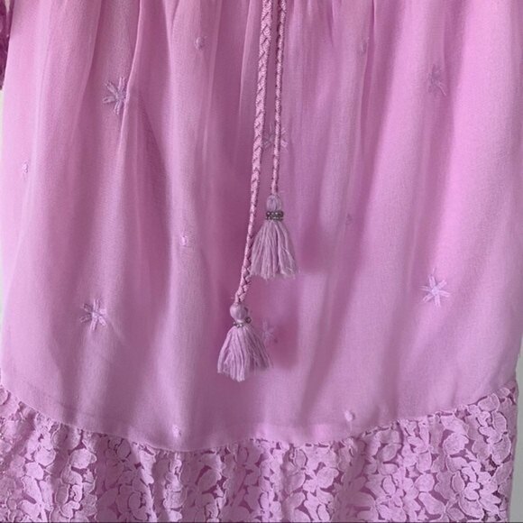 River Island Purple Lace Ruffle Mini Dress Medium - Picture 6 of 7